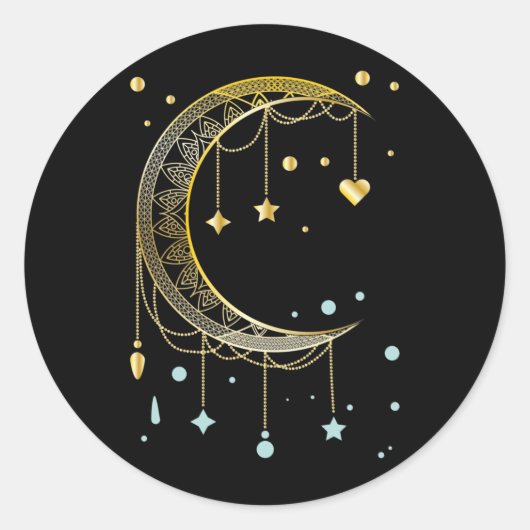 Crescent Sun Spirituality Moon Kawaii Ronde Sticker (Voorkant)