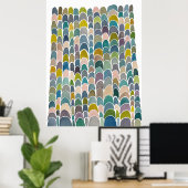 Crescent Tower Manen Watercolor Kunstprint  Poster (Thuiskantoor)
