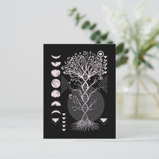 Crescent Tree Life Moon Phases Geometry Natuur Briefkaart (Staand voorkant)