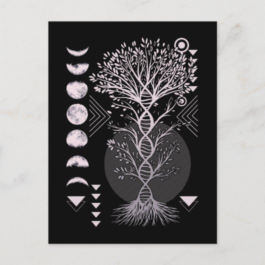 Crescent Tree Life Moon Phases Geometry Natuur Briefkaart (Voorkant)