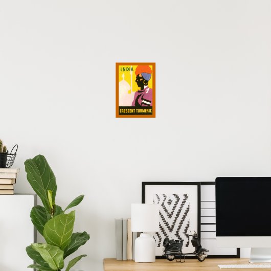 Crescent Tumeric Label (rand) Poster (Thuiskantoor)