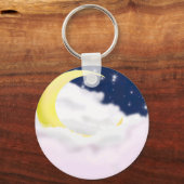 Cresent Moon in Soft Clouds Aluminum Keychain  (Achterkant)