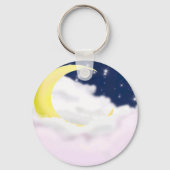 Cresent Moon in Soft Clouds Aluminum Keychain  (Achterkant)