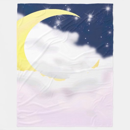 Cresent Moon in Soft Clouds Fleece Blanket Deken (Voorkant)
