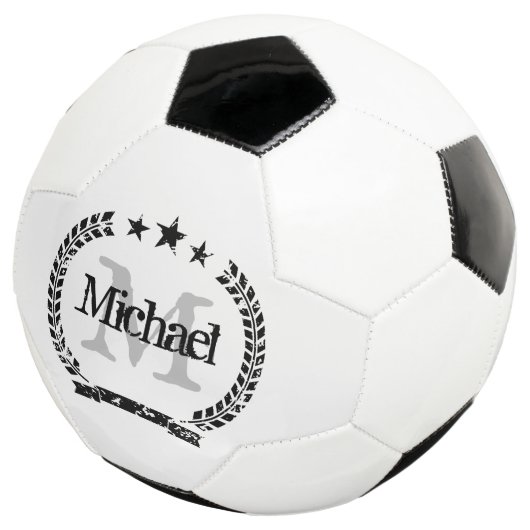crest aangepaste naam monogram voetbal (Drie kwart)