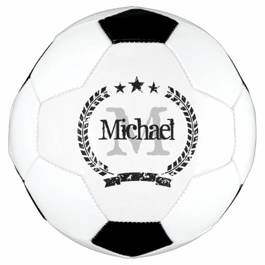 crest aangepaste naam monogram voetbal (Voorkant)