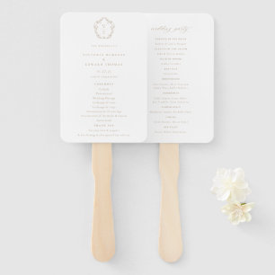 Crest Beige Monogram Weddenschap Programma Handwaaier