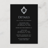 Crest Black Wedding Details Monogram Informatiekaartje (Voorkant)