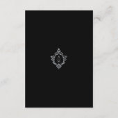 Crest Black Wedding Details Monogram Informatiekaartje (Achterkant)