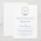 Crest Blue Initiaal huwelijksuitnodiging Kaart (Voorkant / Achterkant)