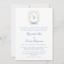 Crest Blue Initiaal huwelijksuitnodiging Kaart