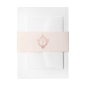 Crest Blush Roze Rose Goud   Monogram Uitnodigingen Wikkel (Voorkant Voorbeeld)