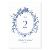 Crest Botanical Formal Blue Wedding Kaart (Voorkant)