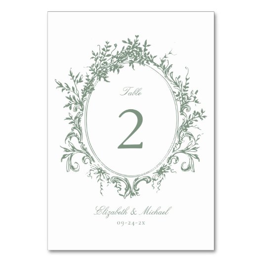  Crest Botanical Sage Green Wedding Kaart (Voorkant)