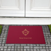 Crest Bourgondië Faux Gold  Monogram Naam Deurmat