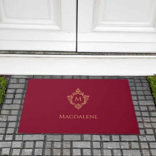 Crest Bourgondië Faux Gold  Monogram Naam Deurmat