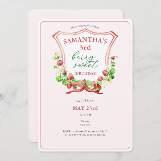 Crest Bow Berry Sweet Waterverf Elke Leeftijd Verj Kaart (Voorkant / Achterkant)