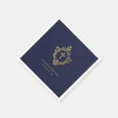 Crest Boy Doop Navy Blue Elegant Faux Gold Folie Servet (Hoek)