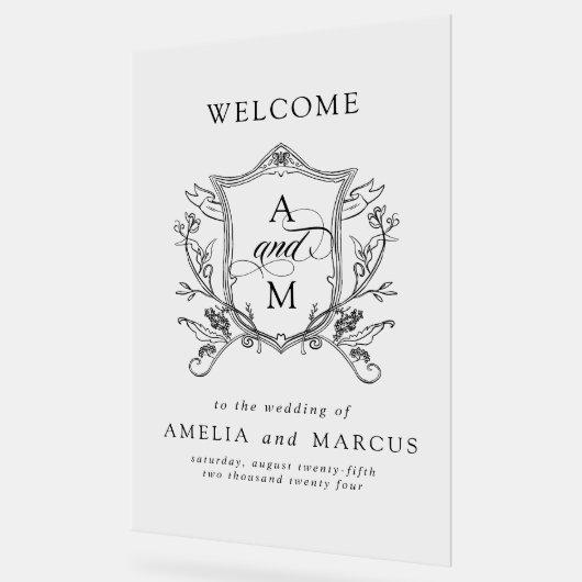  Crest Bruiloft Welkom Acryl Bord (Hoek)