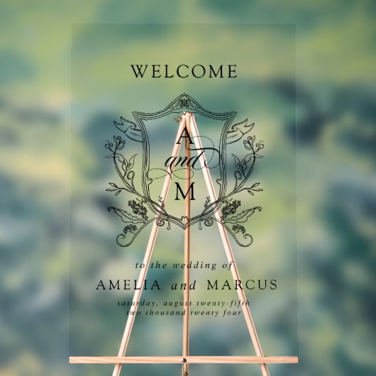  Crest Bruiloft Welkom Acryl Bord (Neutraal)