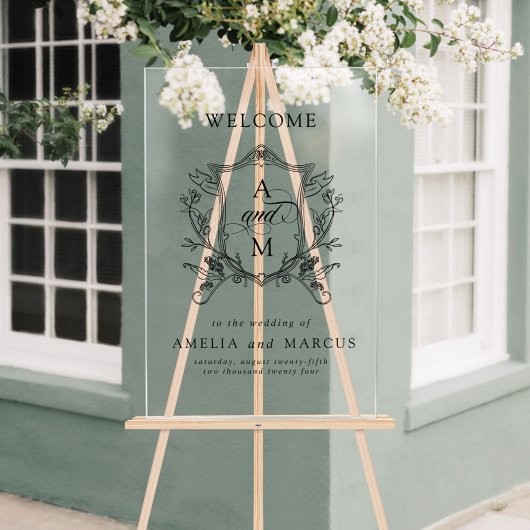  Crest Bruiloft Welkom Acryl Bord