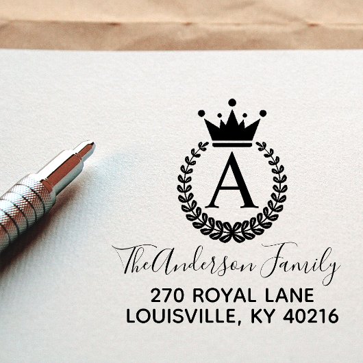 Crest Crown Wreath Monogram Retouradres Rubberstempel