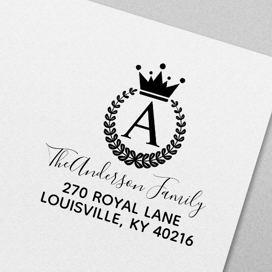 Crest Crown Wreath Monogram Retouradres Rubberstempel