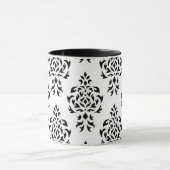 Crest Damask herhaalt patroon - zwart op wit Mok (Midden)