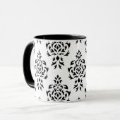 Crest Damask herhaalt patroon - zwart op wit Mok (Voorkant links)