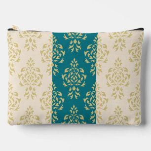 Crest Damask Pattern – Goud op Blauwgroen & Crème Etui