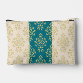 Crest Damask Pattern – Goud op Blauwgroen & Crème Etui (Achterkant)