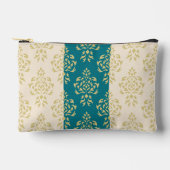 Crest Damask Pattern – Goud op Blauwgroen & Crème Etui (Voorkant)