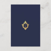 Crest Details Navyblauw Trouwmonogram Nepgoud Informatiekaartje (Achterkant)