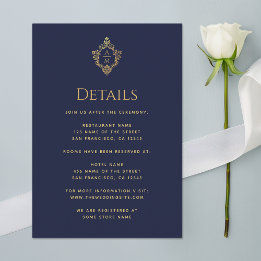 Crest Details Navyblauw Trouwmonogram Nepgoud Informatiekaartje