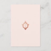 Crest Details Roze Bruiloft Monogram Roos Goud Informatiekaartje (Achterkant)