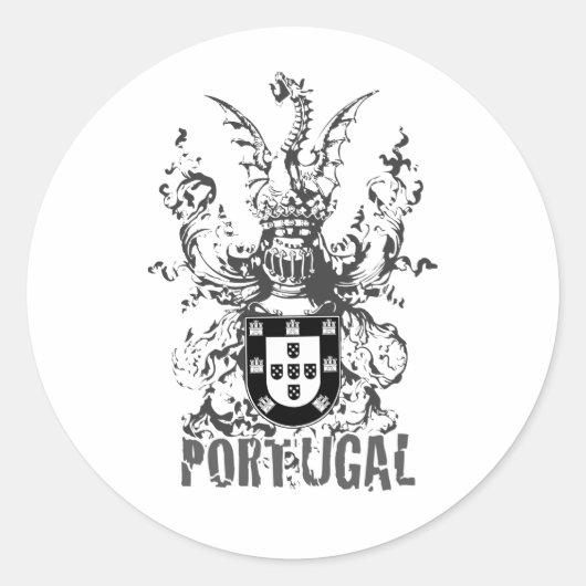 Crest Dragon en Knight Ronde Sticker (Voorkant)