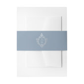 Crest Dusty Blue Silver Elegant  Monogram Uitnodigingen Wikkel (Voorkant Voorbeeld)