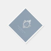 Crest Dusty Blue Wedding Monogram Elegant Servet (Hoek)