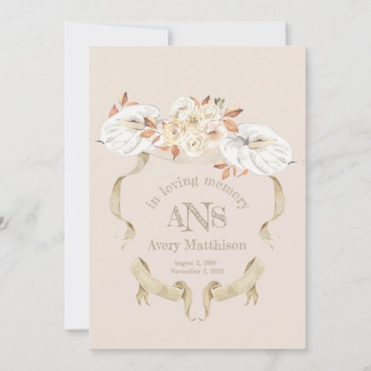 Crest Funeral Program van aangepast Roos Kaart (Voorkant)