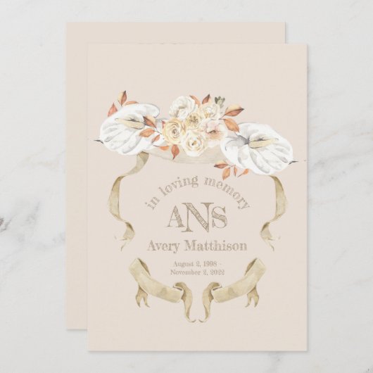 Crest Funeral Program van aangepast Roos Kaart (Voorkant / Achterkant)