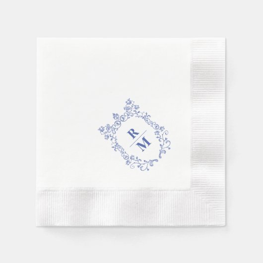 Crest gepersonaliseerde bruiloft Monogram papier s Servet (Voorkant)