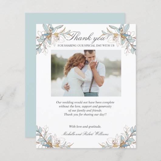 Crest Gold en blue floral Weduwen Foto BEDANK U (Voorkant / Achterkant)