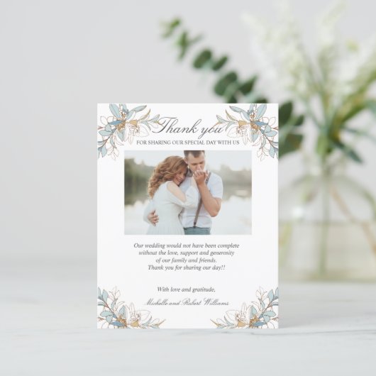 Crest Gold en blue floral Weduwen Foto BEDANK U (Staand voorkant)