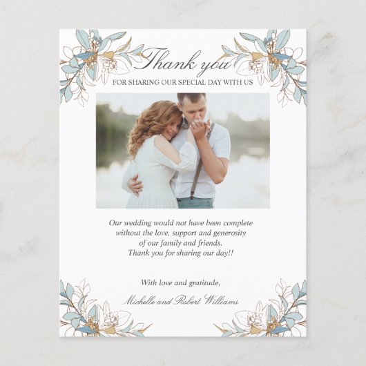 Crest Gold en blue floral Weduwen Foto BEDANK U (Voorkant)