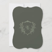  Crest Green Olive op Sage Monogram Huwelijk Kaart (Achterkant)