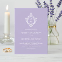 Crest Lavender Elegant Trouw Monogram Formeel