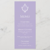 Crest Lavender Huwelijks Vintage Paars Monogram Menu (Voorkant)