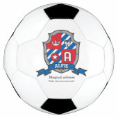 Crest letter A rode blauwe wolf kroonster Alfie Voetbal (Voorkant)
