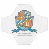 Crest letter D oranje blauwgroen blauwe kroon Voetbal (Enkel)