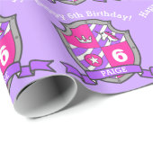 Crest meisjes 6e verjaardag paarse eenhoorn wrap p cadeaupapier (Rol Hoek)
